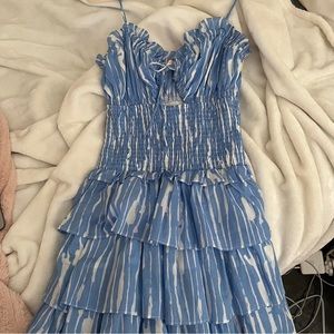 Luxxel Ruffle Mini Dress blue